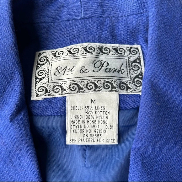 Vintage 81st & Park Linen Blend Blazer  in Royal Blue - Picture 6 of 12